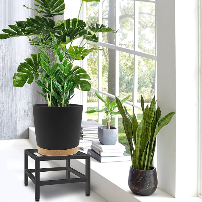 Plant Stand Indoor Outdoor, 2 Pcs Heavy Duty Plant Stands Metal Pedestal Stand for Indoor Outdoor, Wrought Iron Flower Stand Display Planter Shelf for Garden Deck Living Room
