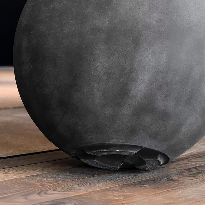 Orbo Large Planter – Fiberglass Indoor/Outdoor and Weather-Resistant Globe Planter (Grey Stone, 35.4" D x 31.3" H)