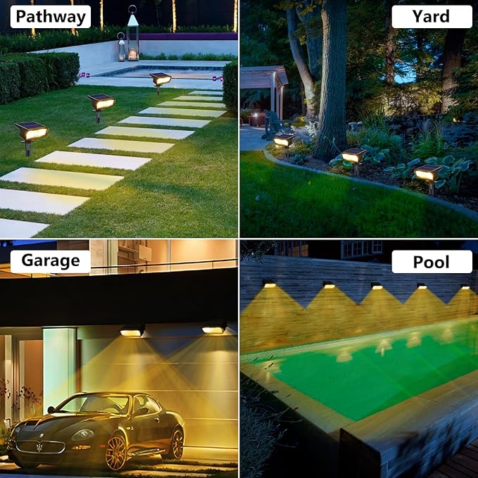 Toodour Solar Spot Light Outdoor, 6 Pack Solar Lights Outdoor with 2 Modes, Waterproof Solar Powered Flood Lights Landscape Lighting for Yard Garden Home Pathway Walkway Outdoor Decor - Warm White