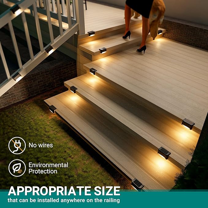 SOLPEX Solar Deck Lights Outdoor 20 Pack, Solar Step Lights Waterproof Led Solar Lights for Outdoor Stairs, Step, Fence, Yard, Patio, and Pathway(Warm White)