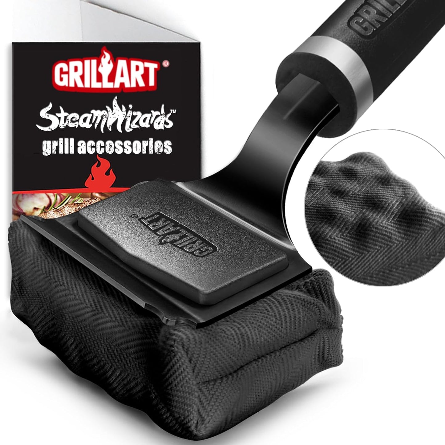 GRILLART Bristle Free Grill Brush Kit, Reinforced Outdoor Grill Brushes, Safe Cleaning Tools with Replaceable Heads, Grill Scraper BBQ Accessories, Men/Dad Gifts