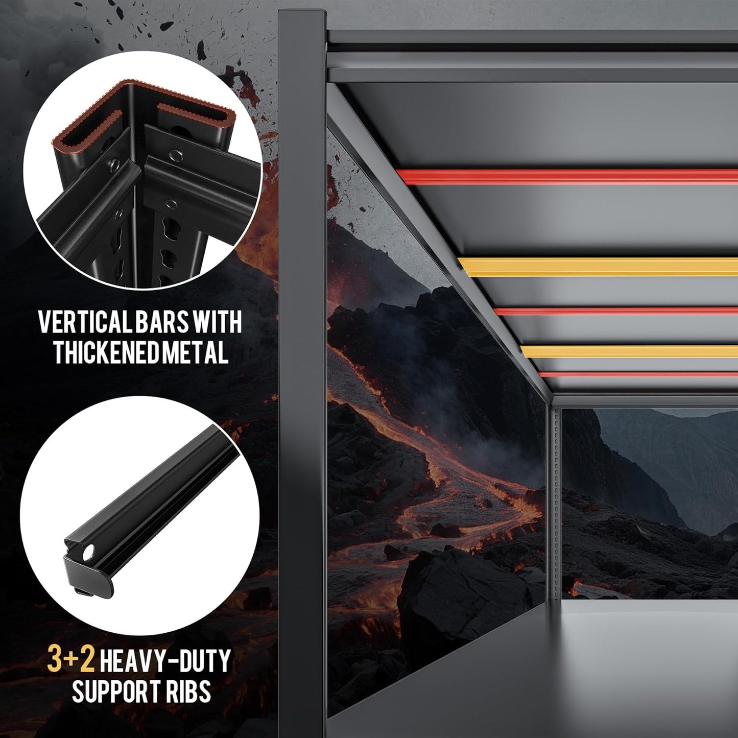 59.8" W x 59.8" H x 24.2" D Storage Shelves Metal Shelving, 2120LBS Garage Shelving Unit with Adjustable Shelf, 4 Tier Storage Rack for Garage, Pantry, Warehouse, Basement, Black