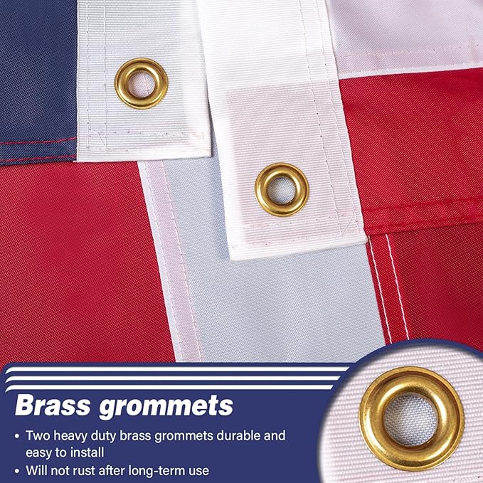 US Embroidered American Flags for Outside 3x5 USA Flag Banner Heavy Duty Made in USA High Wind Vivid Color Embroidered Stars-sewn Stripes Waterproof