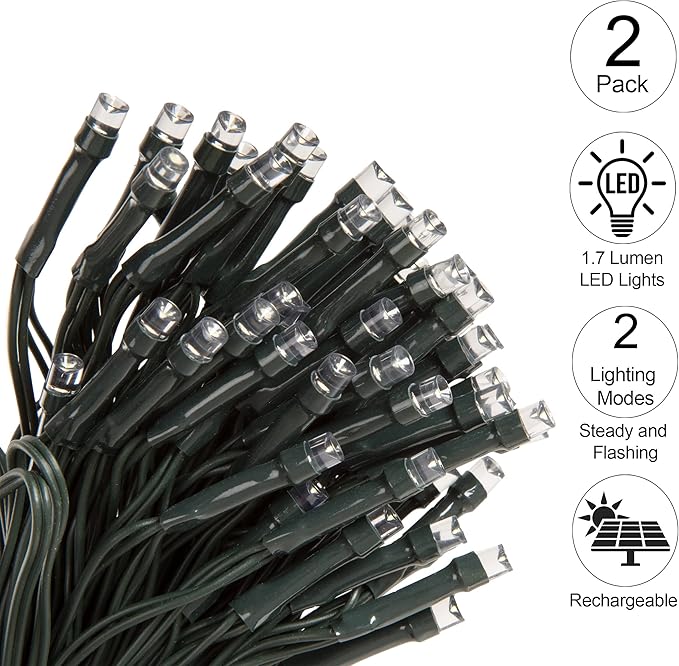 Pure Garden 2-Pack Solar Powered LED String Lights