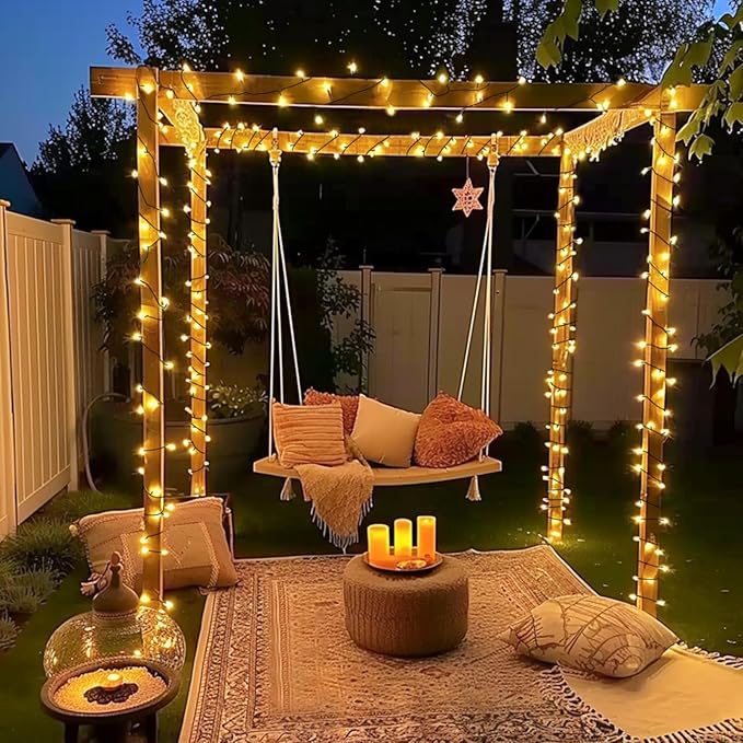 JMEXSUSS 2 Pack Solar String Lights Outdoor Waterproof - Total 400 LED 151FT Solar Lights Outdoor, 8 Modes Warm White Christmas Light for Outside Patio Yard Tree Garden Christmas Decorations