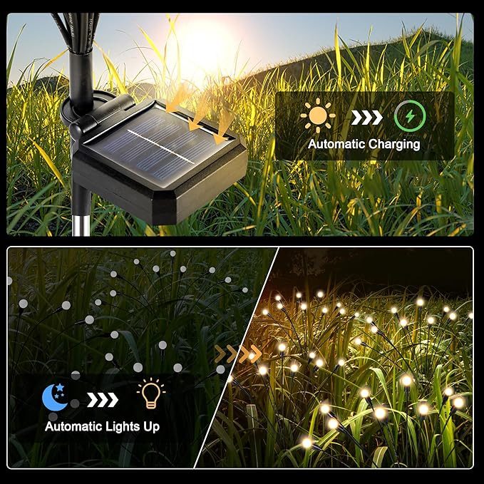 Solar Lights Outdoor Decoration, Waterproof Xmas Outdoor Lights Decor for Yard, Patio, Garden, and Front Porch, 80 LEDs Swing with The Wind (8 Pack, Warm White)
