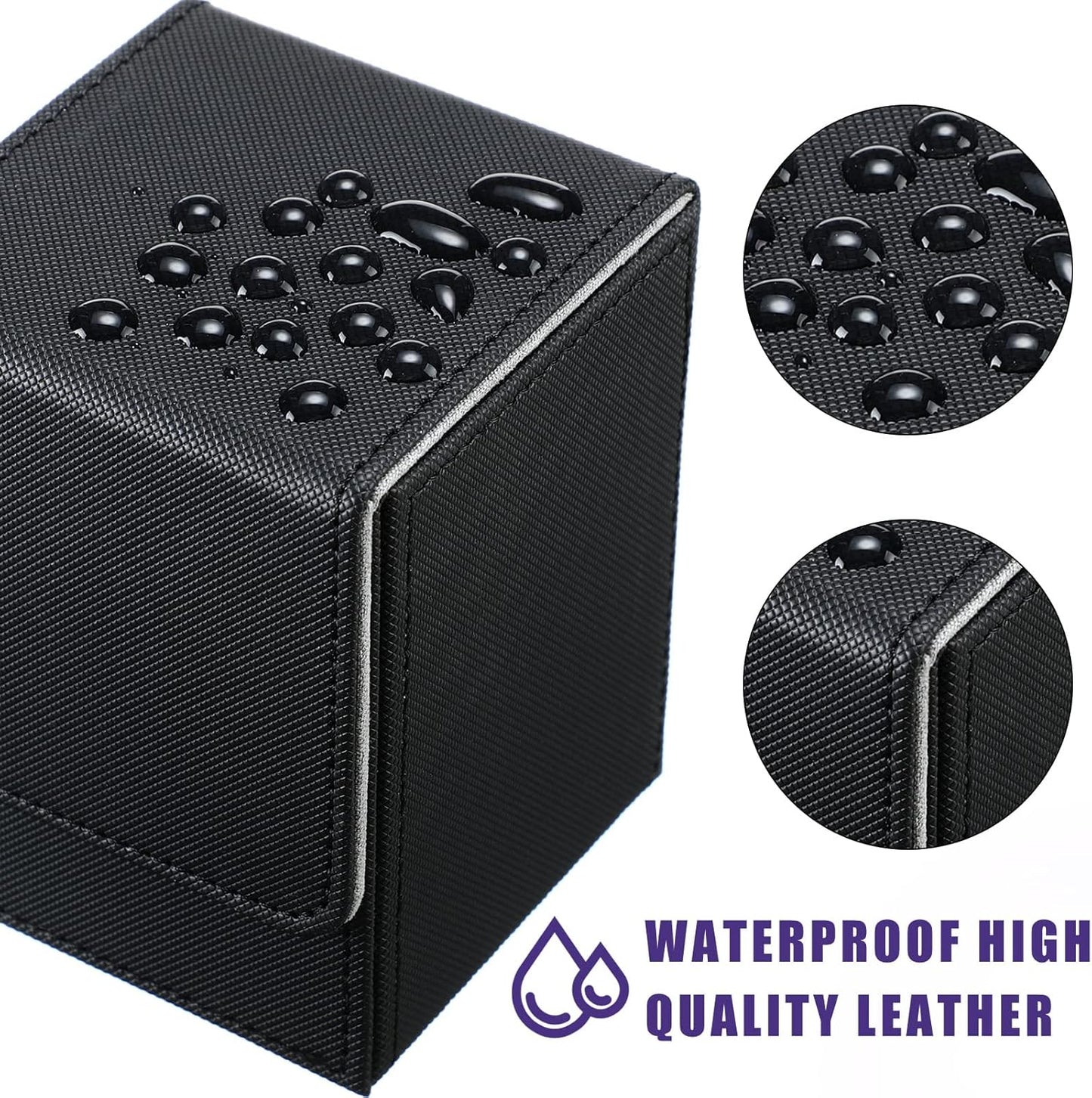 Yookeer 4 Pieces Leather Deck Card Boxes Cards Deck Game Box for Collectible Playing Card Box Compatible with MTG Commander(White, Black, Purple, Yellow,Vertical)