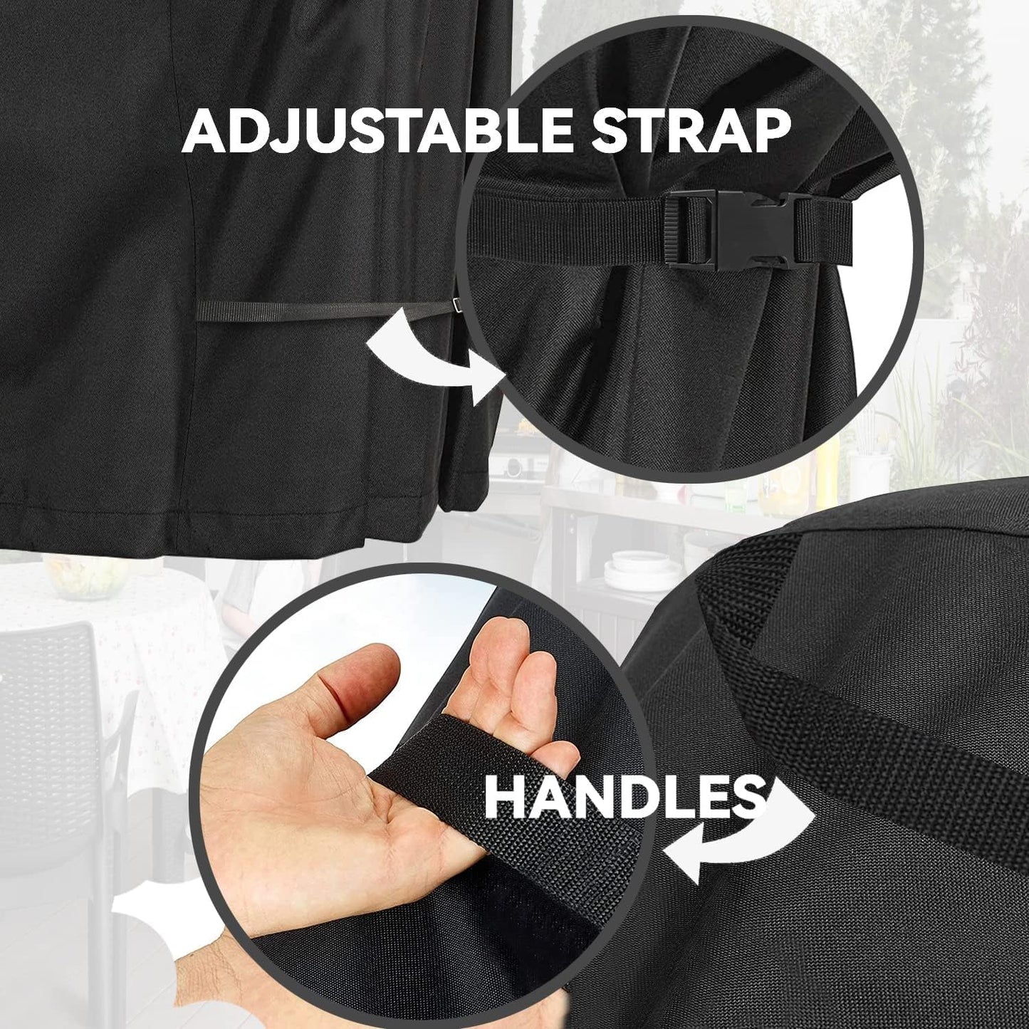 Outdoor Patio Square Table Cover 36 inch Black Heavy Duty Waterproof Cover for Square Slatted Tabletop