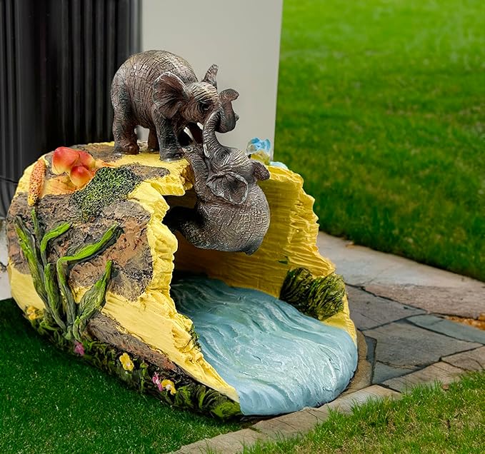Elephant Sculpture 3"x4" Gutter Downspout Extension, Outdoor Decor Sculpture, Garden Animal Statue, Gutter Diverter Rain, Decorative Gutter Extension Downspout, Eco-Friendly and Durable