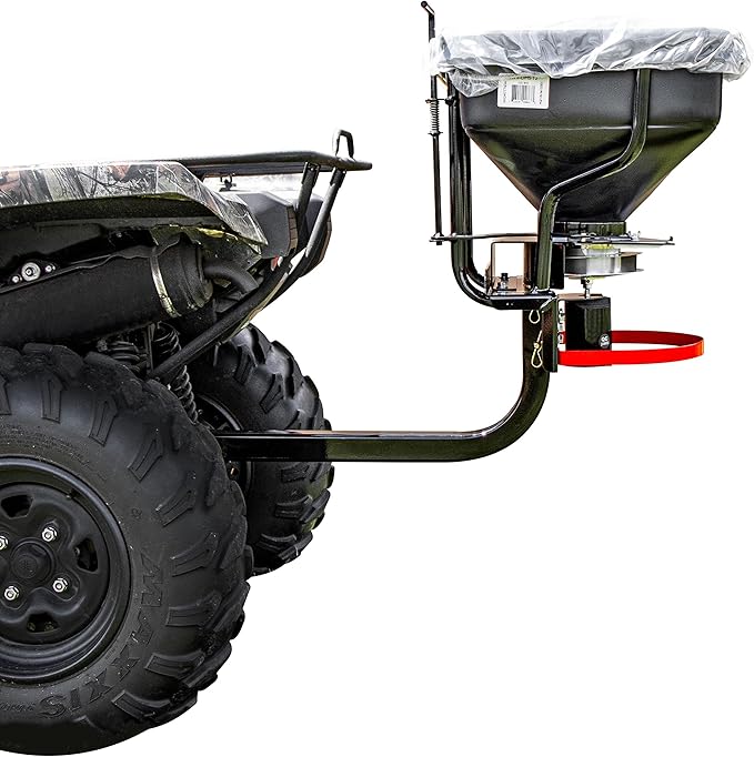 FIMCO 5302957 (ATV-DMS-12V-2RC) 2.2 cu ft ATV/UTV Dry Material Spreader with 2" Receiver Mount & Rain Cover Bundle with DU-Most Heavy-Duty Walnut Hand Scrub & Cleaner, 16 oz