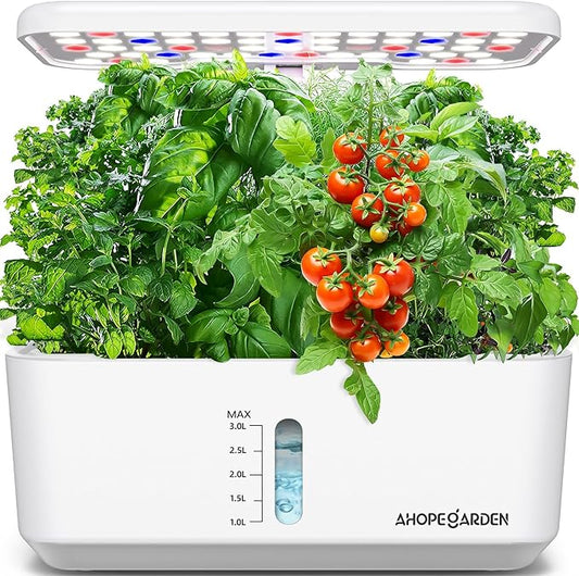 Ahopegarden Indoor Garden Hydroponics Growing System: 10 Pods Plant Germination Kit Aeroponic Herb Vegetable Growth Lamp Countertop with LED Grow Light - Hydrophonic Planter Grower Harvest Lettuce