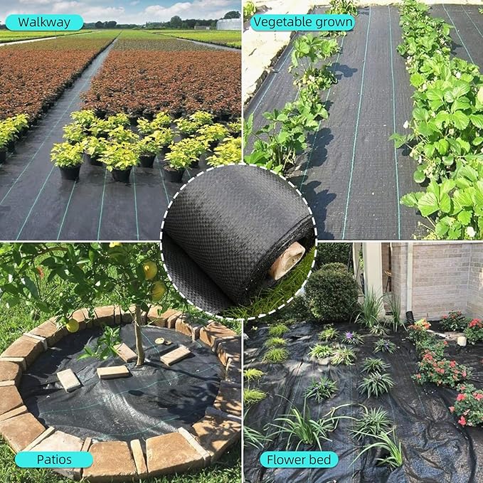 Towallmark 6.5ft X 330ft Weed Barrier Landscape Fabric Heavy Duty, Premium 3.2 oz Ground Cover Weed Block Gardening Mat, Easy Setup & Superior Weed Control, for Erosion Control, Weed Barrier