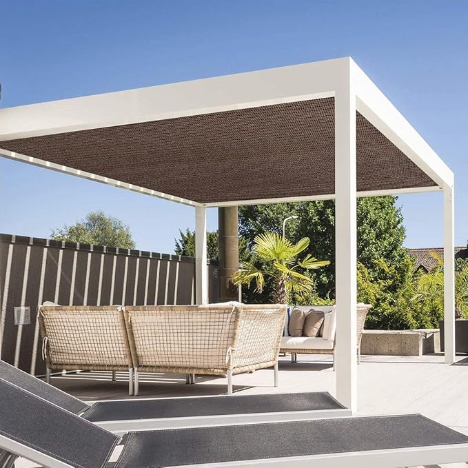 Eden's Decor Straight Flat-Edged Sun Shade Sail Rectangular 8' x 11' Brown UV-Blocking Outdoor Canopy Fabric Cloth Awning for Pergola Patio Garden Backyard Custom Size