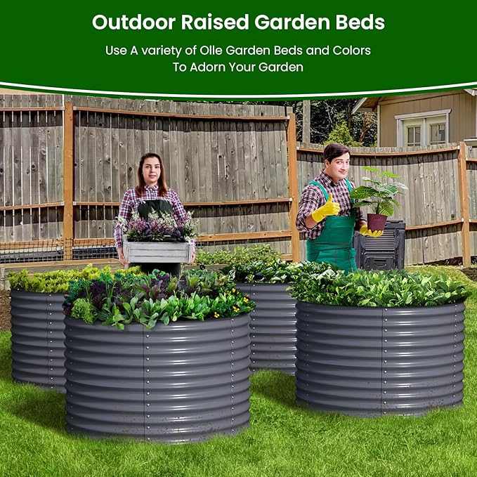 Olle 32" Tall, Metal Raised Garden Bed,Garden Beds Outdoor for Vegetables, Backyard Garden Kit, Raised Planter Box, Midnight Grey