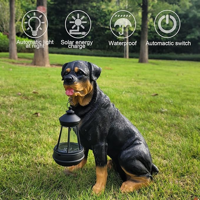 NASKY The Resin Handicraft Solar - Powered Hanging Lamp in The Shape of A Simulated Puppy of The Courtyard is Suitable for Places Such As Courtyards, Gardens and Balconies (Ronaway Dog)