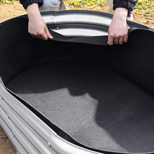 2mm Thick Fabric Garden Grow Bed Bags, 4x2x1 Ft Liners Designed For Outdoor Metal Raised Garden Beds, 60 Gallon Capacity Oval Large Vegetable Growing Boxes