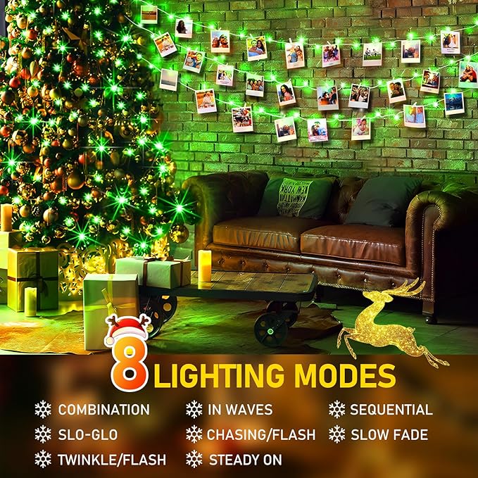 KNONEW 600ft 1500 LED String Lights Outdoor Christmas Lights 8 Modes & Timer Fairy Light Plug in Waterproof LED String Lights for Xmas Yard Tree Wedding Party Holiday Decorations (Green)
