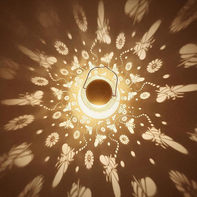 Solar Lanterns Outdoor Waterproof Bee Garden Decor Birthday Gifts for Women Mom Grandma Hanging Solar Lights Metal Lantern Decoration Outside for Yard, Patio, Backyard, Porch