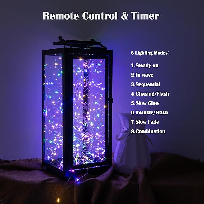 Fairy Lights Plug in,400FT 1200 LEDs Waterproof Led String Lights,Twinkle Light with 8 Modes Remote for Outdoor Indoor Christmas Wedding Birthday Garden Party Decorations,Multicolor