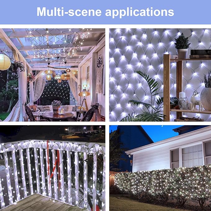 Christmas Net Lights for Bushes - 360 LED Net Lights Outdoor Plug in with Remote, 12x5 ft Extendable 8 Modes Christmas Net Lights Waterproof for Outside Gazebo Lawn Wedding Patio Garden Tree (White)