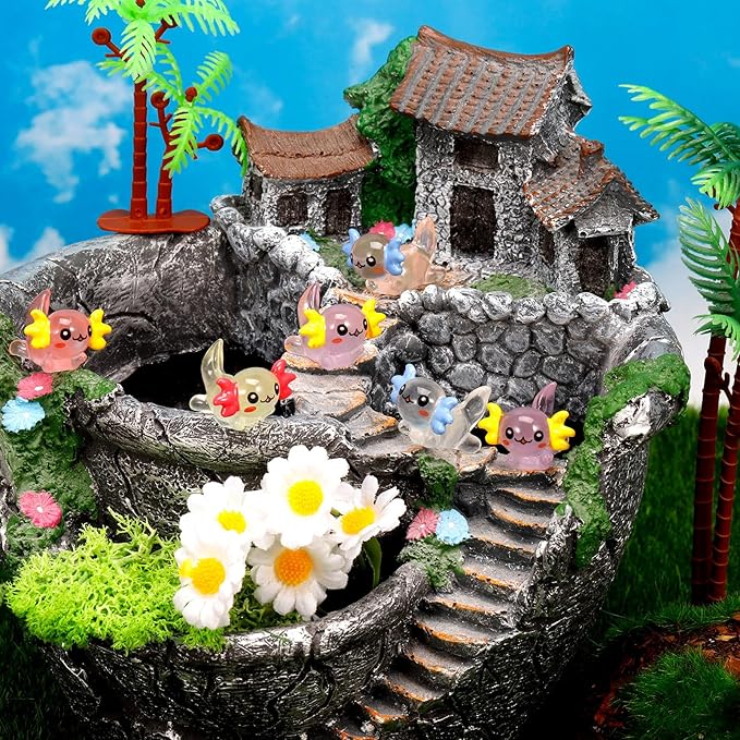 80 Pcs Mini Resin Axolotl Luminous Small Axolotl Miniature Animal Figurine Luminous Mini Resin Animal Party Favors for DIY Garden Landscape Decoration(Multicolor)