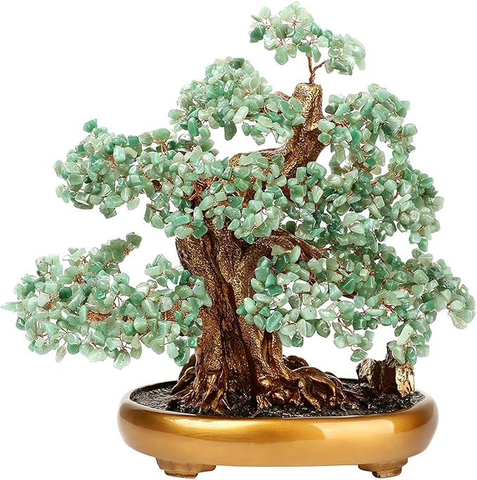 Feng Shui Money Tree Large Crystal Quartz Lucky Tree Gem Tree for Office Home Feng Shui Decoration for Wealth/Fortune and Luck (Aventurine)