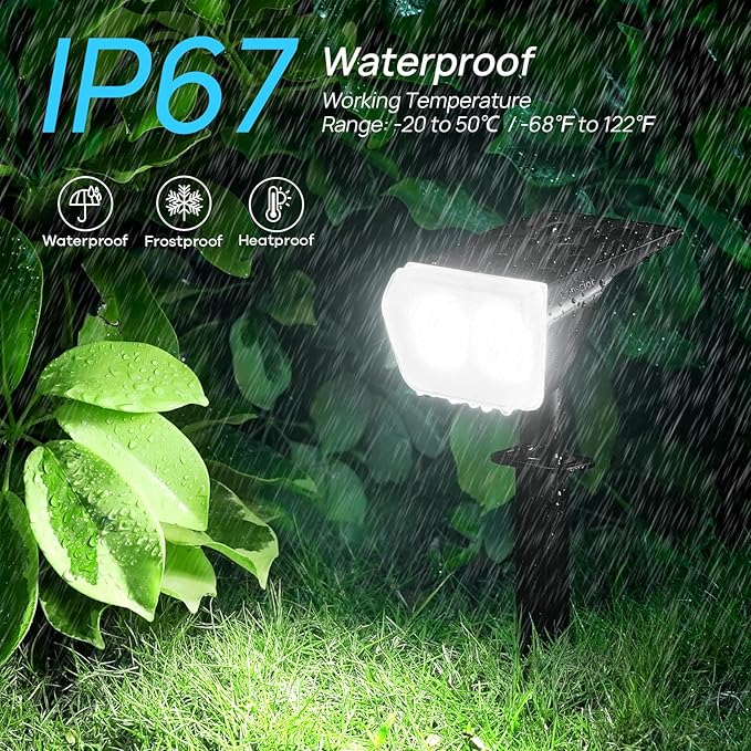 Consciot Solar Spot Lights Outdoor Waterproof, 24 LED Dusk-to-Dawn Solar Outdoor Lights, 2 in 1 Adjustable Wall Lights, Daylight Solar Landscape Spotlights for Garden Yard Wall Walkway, 6 Pack