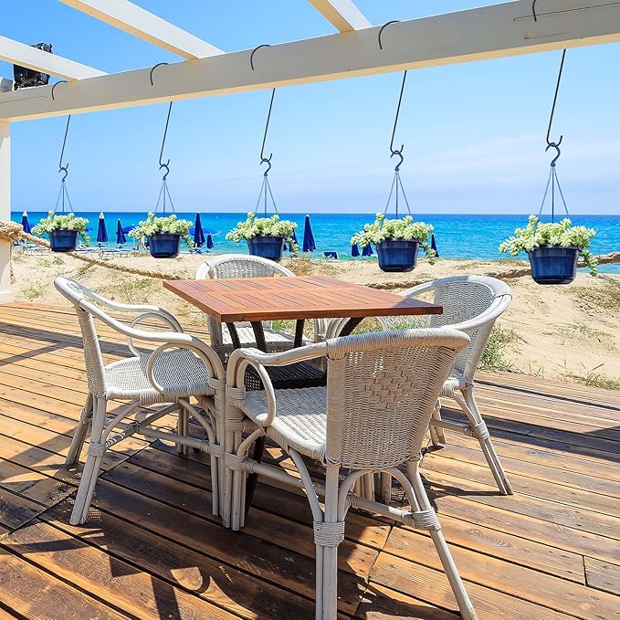 8 Pack 24 Inch Large Tree Branch Hooks Long S Hooks for Hanging Plants, Bird Feeder Hook for Tree, Metal Garden Hooks for Hanging Baskets, Plants, Lanterns Outdoor and Indoor Uses (Black)