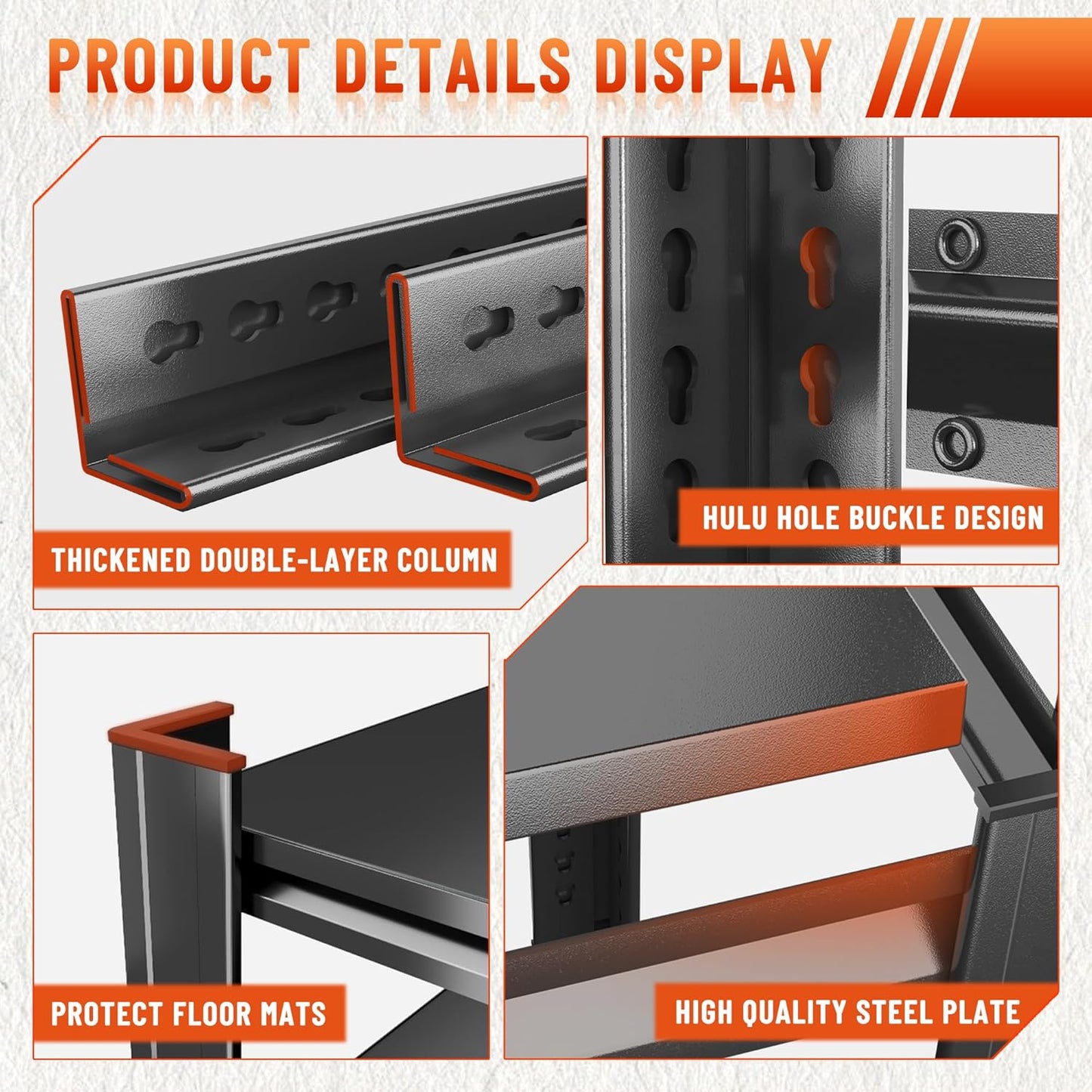 Heavy Duty 5-Tier Shelving Unit 3000LBS Capacity - Adjustable Steel Garage Shelves for Warehouse, Basement Storage(77'H x 39.4''W x 17.7''D)