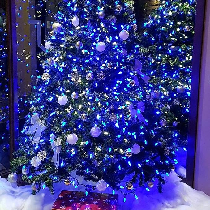 TW SHINE Blue Christmas Lights, 20FT 100 Count Incandescent Christmas Mini Tree String Lights, Waterproof Christmas Decorations for Outdoor Indoor Xmas Patio Home Party Garden Yard Decor
