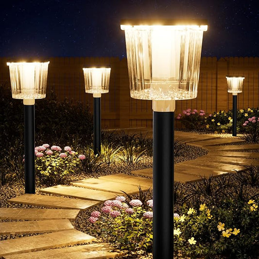 Super Bright Solar Pathway Lights Outdoor Powered,Adjustable Warm&Cool White,Waterproof IP65 Garden Decor Landscape Lighting Outside for Yard/Patio/Walkway/Driveway/Landscape (Obsidian Black, 6 Pack)