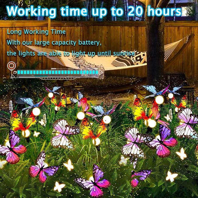Solar Butterfly Lights Outdoor, 4 Pack 24 LED Solar Garden Lights Outdoor Waterproof,Solar Outdoor Lights Garden Decor for Yard,Patio,Lawn,Pathway