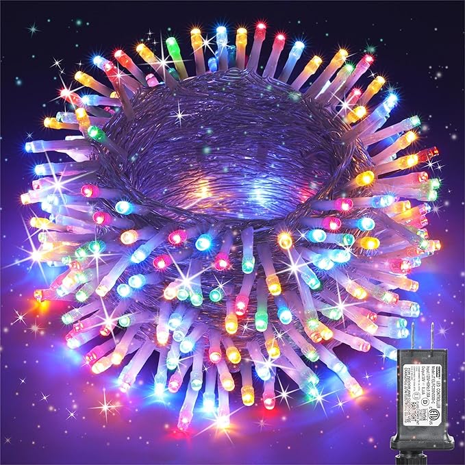 Multicolor 75 Ft 200 LED String Lights - Connectable, 8 Modes, Timer, Waterproof Fairy Twinkle Lights for Christmas Party, Garden, Patio, Home, Holiday, Xmas Tree Decorations