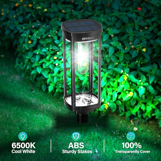 Solar Path Lights Outdoor 8 Pack, Bright Solar Pathway Lights Outside Waterproof, Solar Powered Landscape Lights for Walkway Driveway Lawn Patio Sidewalk Garden Yard, Cool White