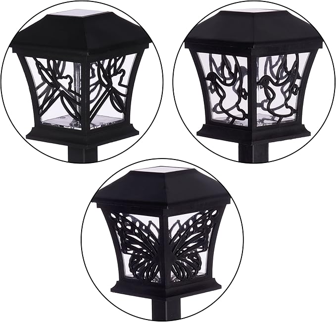 Alpine Corporation Solar-Powered Nature Inspired Pathway Lights, 3-Piece