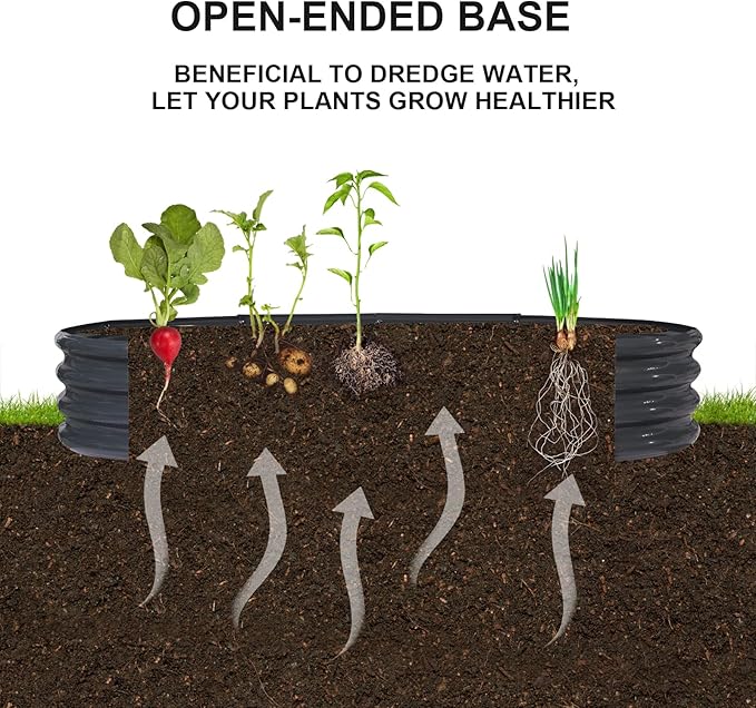 Raised Garden Bed Galvanized Planter Box Outdoor, Rot-Resistant Metal Garden Bed Planter for Vegetables Flower Herb (6.5ft, Grey)