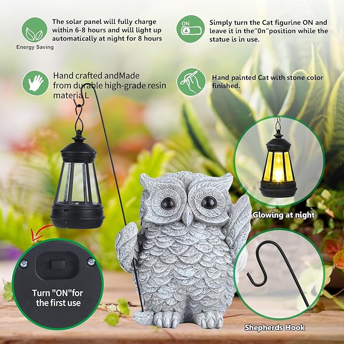 Owl Garden Decor,Owl Solar Lights Outdoor Garden,Solar owl Garden Decor,Outdoor Solar Lights for Yard Decorations,Solar Decorations for Outside,-Unique Housewarming Gifts