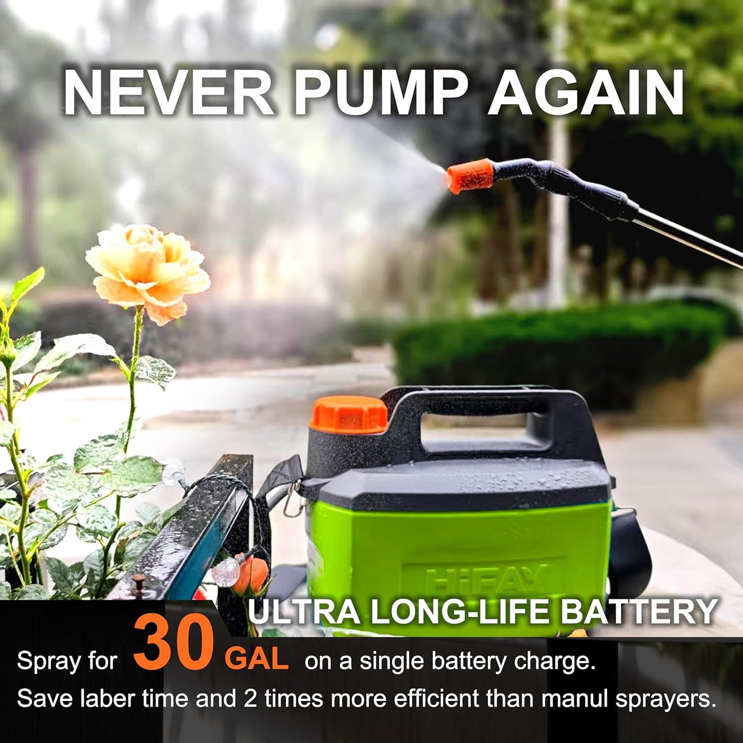 ES4-PRO Electric Sprayer 1 Gallon Built-in 4000mAh,Rechargeable Battery Powered Sprayer with Telescopic Wand,Plant Mister,Kitchen Cleaning,Indoor Watering Can for Plants (Green)