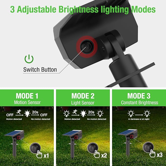 Solar Spot Lights Outdoor Motion Sensor with 3 Modes, [ 8 Pack/56 LED ] Solar Spotlights Outdoor Waterproof 2-in-1 Auto On/Off Solar Landscape Lighting for Outside Yard Wall Garden Pathway, Warm White