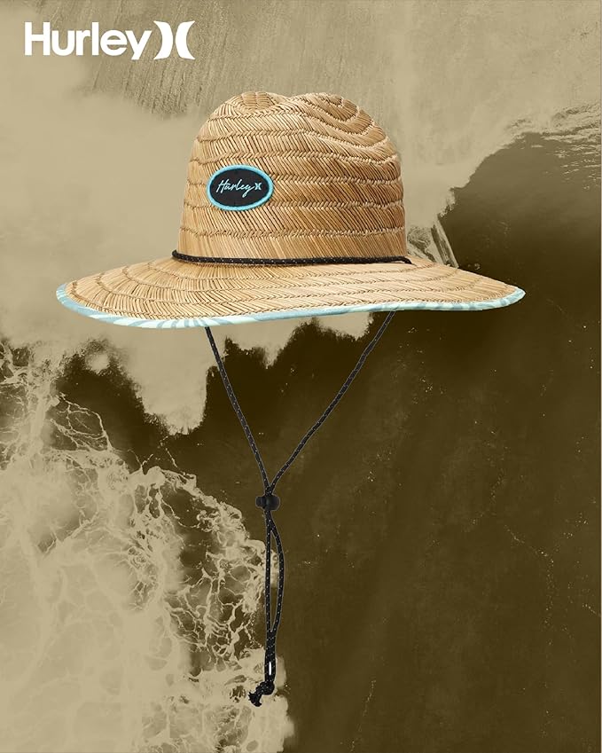 Hurley Women's Straw Hats - Real Straw Hat Medium Brim and Adjustable Chin Strap