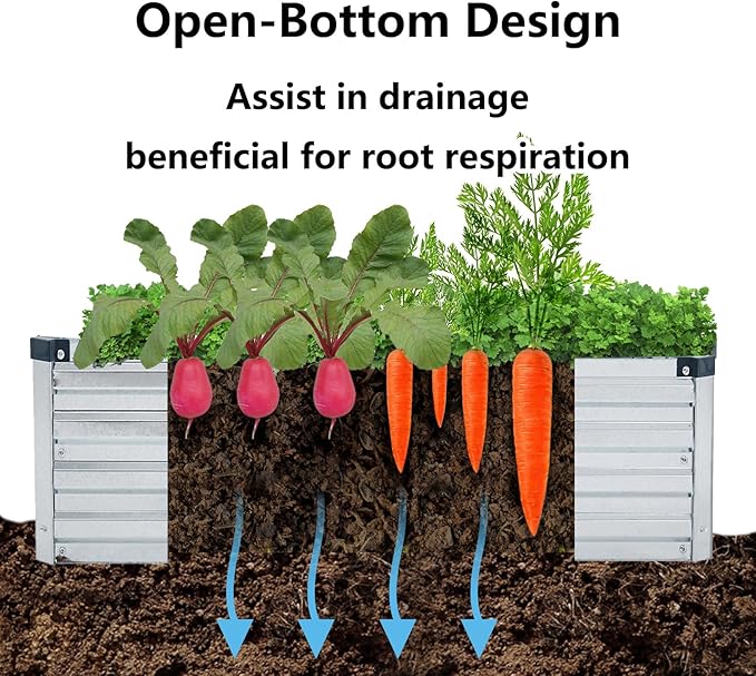 2 Pack 6x3x1FT Galvanized Raised Garden Beds Kit Outdoor Metal Gardening Planter Box for Vegetable Elevated Flower Herbs,Silver