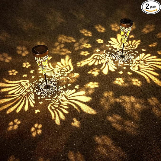 2-Pack Hummingbird Outdoor Solar Pathway Lights, Metal Garden Path Decorations, Waterproof Landscape Lighting for Yard, Lawn, Walkway – Gifts for Women, Mom, Grandma