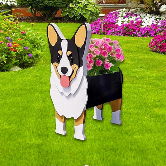Concepts Welsh Corgi Dog Planter Plant Pots,Cute Garden Dog Flower Planter,Dog Planters Birthday Gifts for Women,Office,Indoor/Outdoor Decor （9.45 * 5.51 * 13.35in）