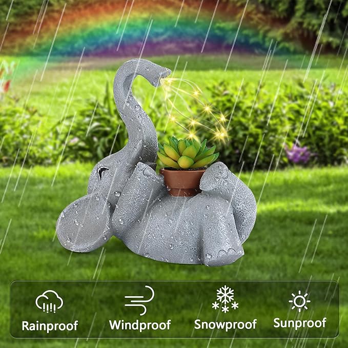 Elephant Statue for Garden Decor with LED Solar Lights,Elephant Gifts for Women,Outdoor Statue Decorations,Garden Statues,Funny Patio and Outdoor Yard Decoration