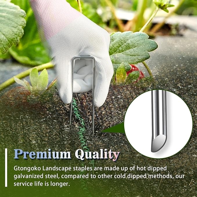 Gtongoko Landscape Staples 10 Inch 11 Gauge 120 Pack Garden Stakes Upgraded Tent Stakes Galvanized SOD Pins Ground Stakes Yard Stakes for Weed Barrier Fabric Ground Plant Cover Stakes Outdoor Décor