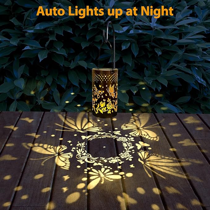 Butterfly Decorations Solar Lanterns for Outside, Gabroga Waterproof Hanging Solar Butter Fly Lights, Butterflies Gift for Women, Butterfly Outdoor Decor Lamp for Garden Patio Yard Table Pathway