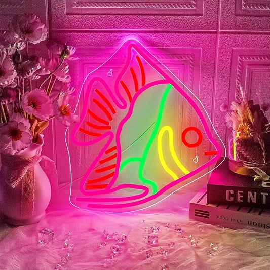 Fish Neon Sign Colorful Fat Headed Fish Neon Light Dimmable LED Neon Light for Wall Decor USB Powered Animal Light Up Sign for Bedroom Ocean Museum Boys And Girls Gifts