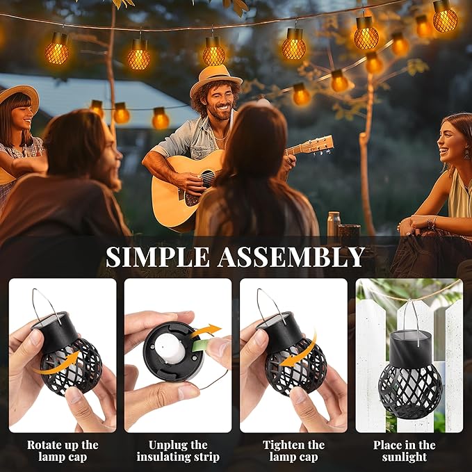 GIGALUMI 24 Pack Solar Lanterns for Outside,Solar Hanging Lights Outdoor Waterproof with Flickering Flame,Solar Powered Outdoor Lights Garden Decor for Yard,Patio,Tree,Camping,Festival Decoration