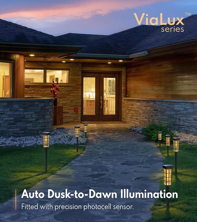 PASAMIC Solar Pathway Lights Outdoor8 Pack Solar Pathway Lights, LED Solar Lights Outdoor, IP65 Waterproof Outdoor Solar, Landscape Lighting for Patio Driveway Decor, Transparent