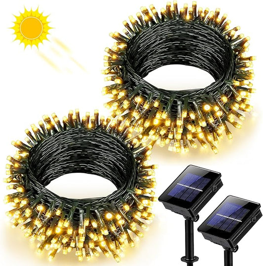 2 Pack Solar String Lights for Outside, Each 79Ft 240 LED Solar Lights Outdoor, 8 Modes Waterproof Solar Powered Fairy Twinkle Light for Backyard Patio Tree Party Garden Decoration, Warm White